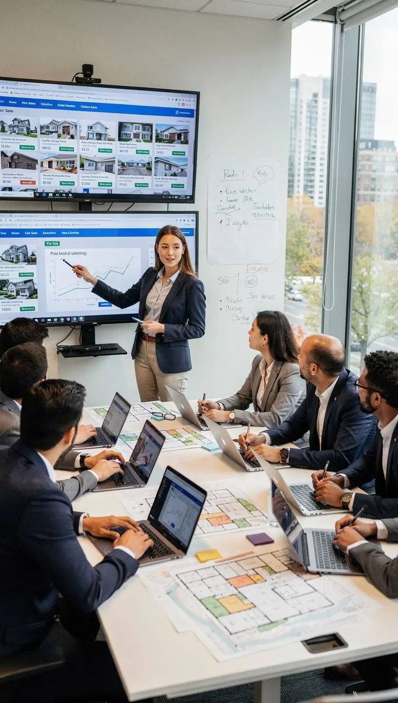 Architekt omawiający układ pomieszczeń w nowym domu.