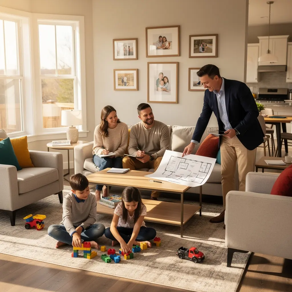 Przestronny salon z jasnymi ścianami i dużymi oknami, idealny do relaksu.